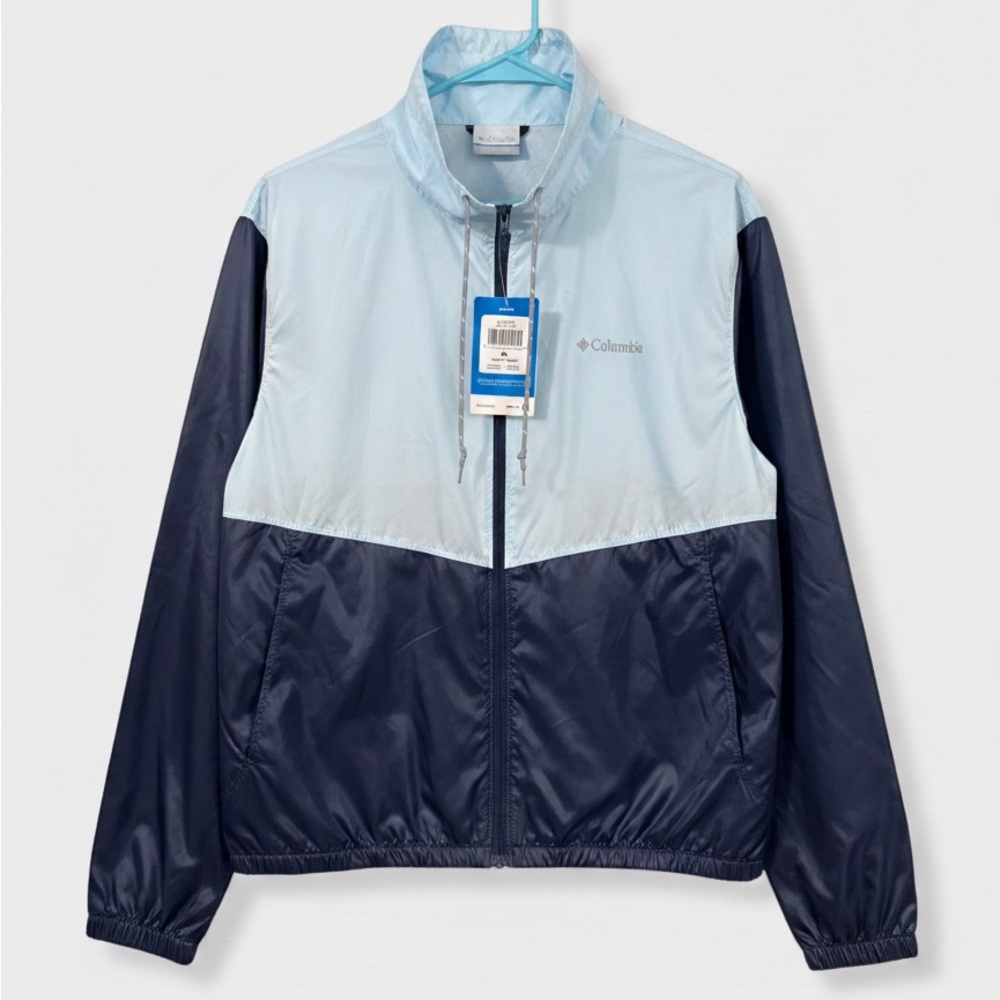 Columbia Women's Windbreaker - Light Blue and Navy